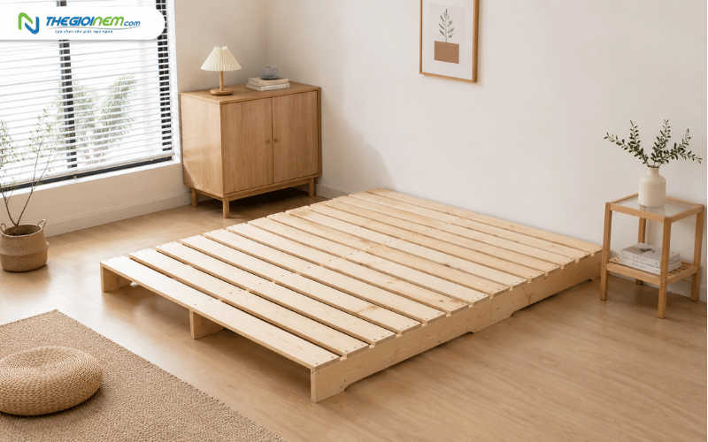 Giường gỗ pallet tháo lắp linh hoạt 